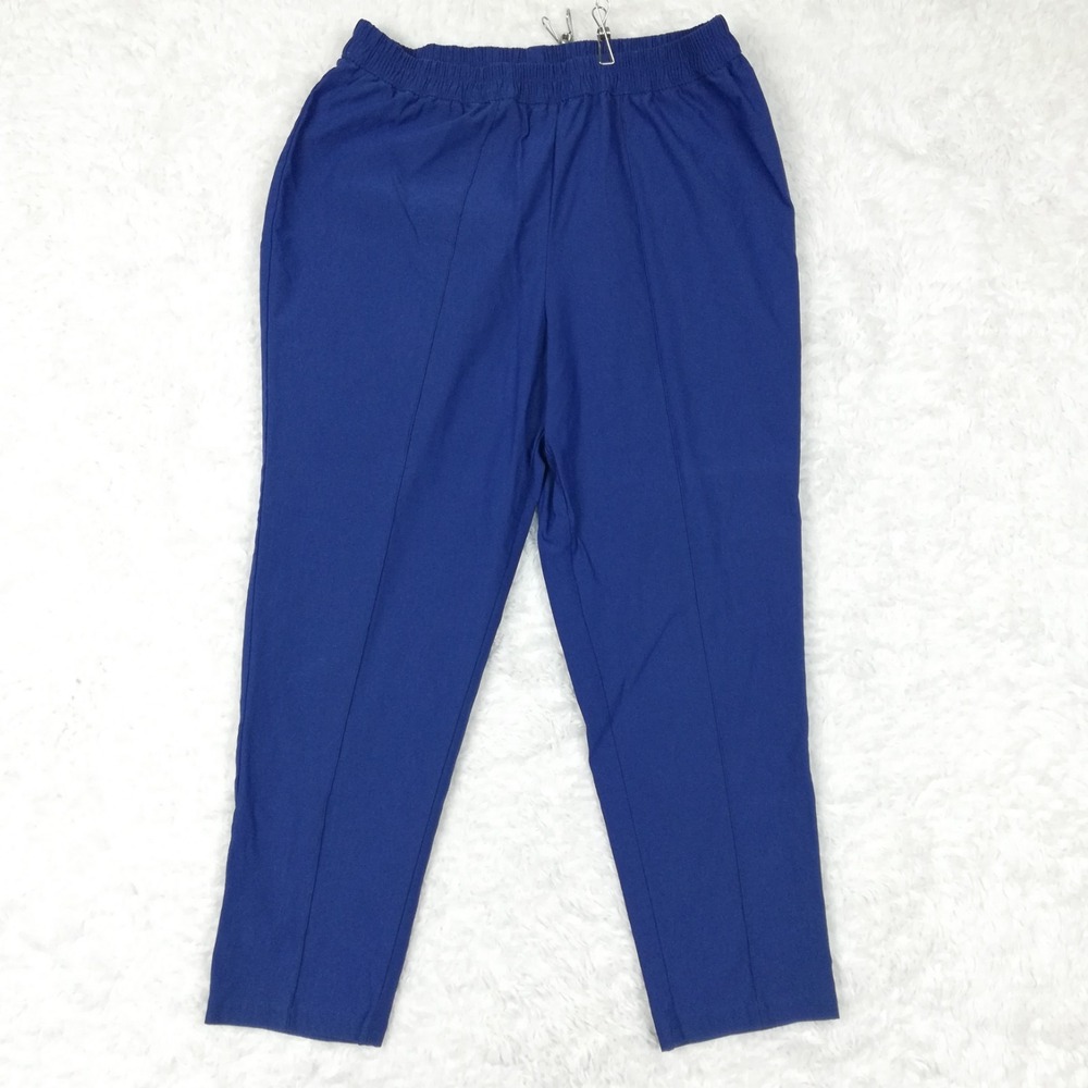 Bonworth Womens Pants Trousers Royal Blue Elastic Waist Front Crease Petite PM